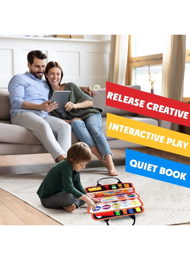 Busy Board Toddlers Sensory Activity, Montessori Toys 3+ Year Old Boy Airplane Travel Essentials Kids Road Trip Games Quiet Book 3 4 5 Yr Birthday Gifts Learning Toy Baby Educational - Image 4