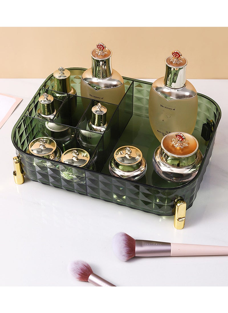 Generic - 6 Compartments Cosmetic Accessories Organizer Holder Clear Acrylic Perfume Organizer for Vanity Table, Multipurpose Cosmetic Organizer (Green) - Image 1