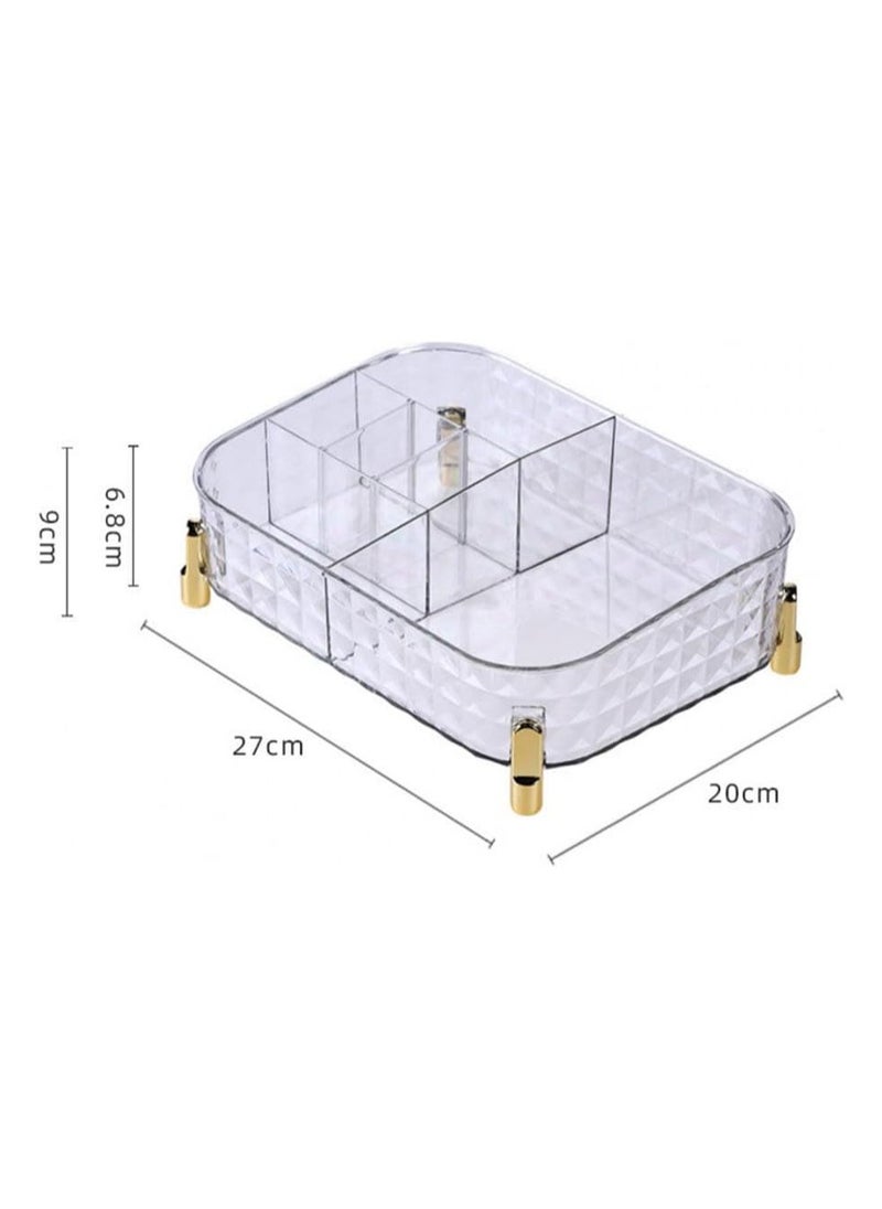 Generic - 6 Compartments Cosmetic Accessories Organizer Holder Clear Acrylic Perfume Organizer for Vanity Table, Multipurpose Cosmetic Organizer (Green) - Image 1