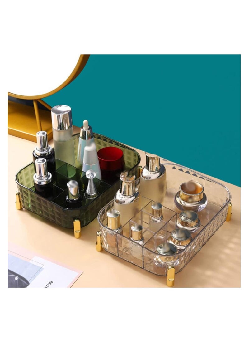 Generic - 6 Compartments Cosmetic Accessories Organizer Holder Clear Acrylic Perfume Organizer for Vanity Table, Multipurpose Cosmetic Organizer (Green) - Image 1