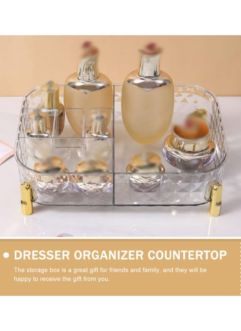 Generic - 6 Compartments Cosmetic Accessories Organizer Holder Clear Acrylic Perfume Organizer for Vanity Table, Multipurpose Cosmetic Organizer (Green) - Image 1