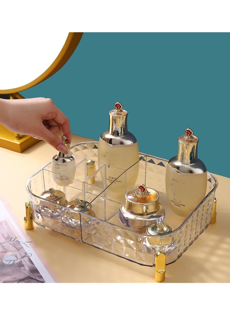 Generic - 6 Compartments Cosmetic Accessories Organizer Holder Clear Acrylic Perfume Organizer for Vanity Table, Multipurpose Cosmetic Organizer (Green) - Image 1