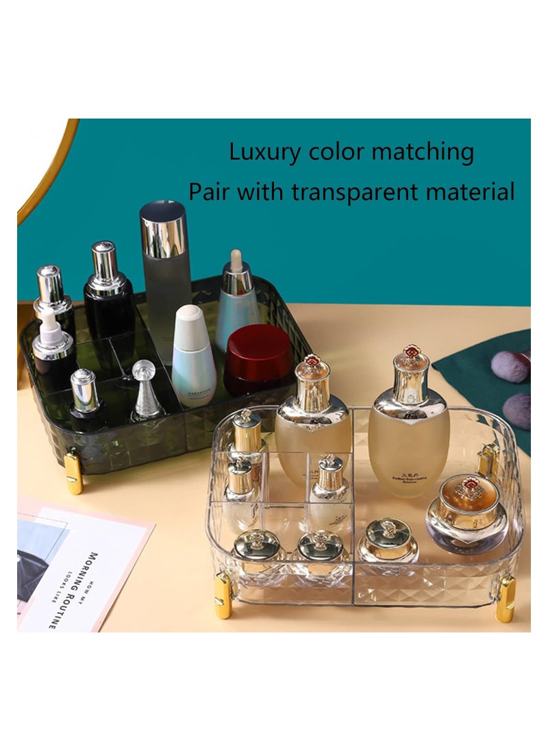Generic - 6 Compartments Cosmetic Accessories Organizer Holder Clear Acrylic Perfume Organizer for Vanity Table, Multipurpose Cosmetic Organizer (Green) - Image 1