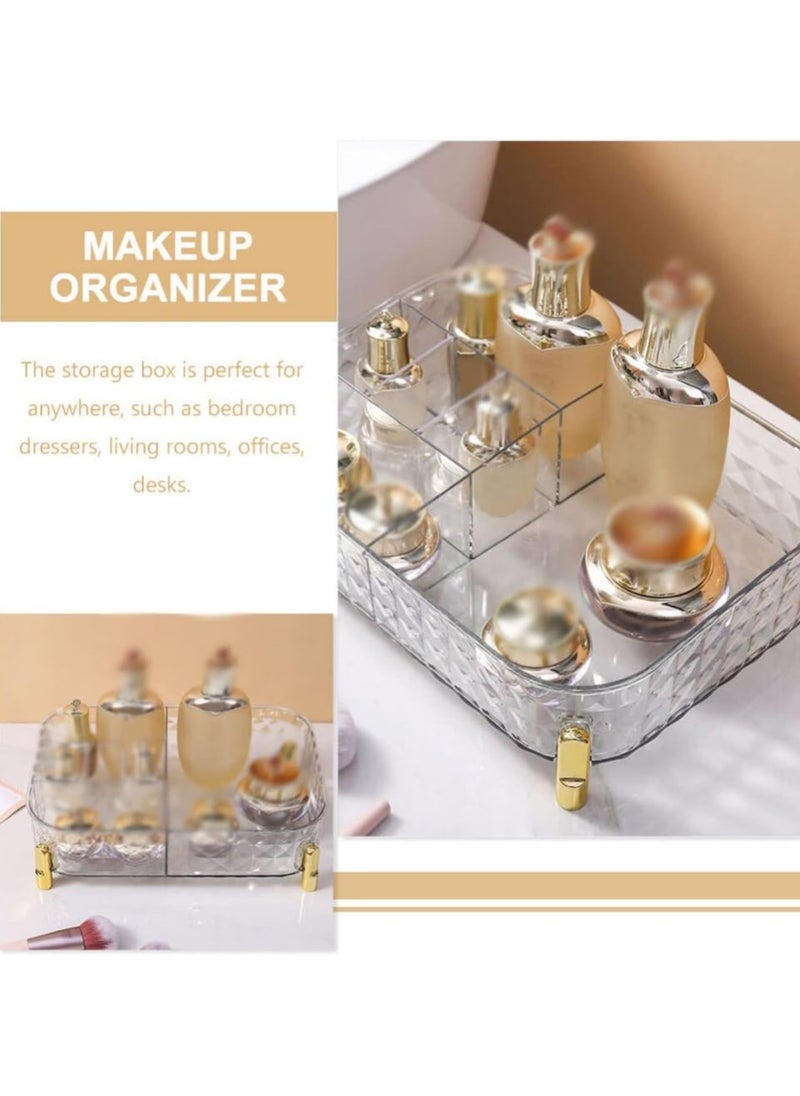 Generic - 6 Compartments Cosmetic Accessories Organizer Holder Clear Acrylic Perfume Organizer for Vanity Table, Multipurpose Cosmetic Organizer (Green) - Image 1