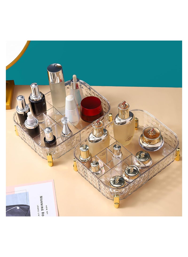 Generic - 6 Compartments Cosmetic Accessories Organizer Holder Clear Acrylic Perfume Organizer for Vanity Table, Multipurpose Cosmetic Organizer (Green) - Image 1