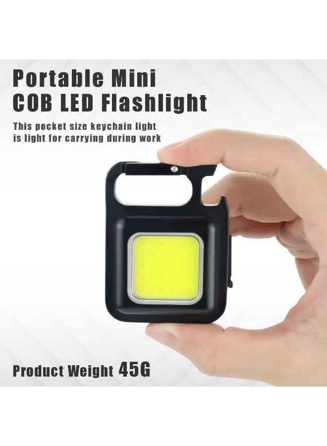 AWH مصباح العمل المحمول AWH Peidesi LED COB، عبوة 2، 500 لومن ساطع، مصابيح فلاش قابلة لإعادة الشحن لحمل المفاتيح للتخييم الخارجي، ضوء صغير مع حامل قابل للطي، فتاحة زجاجات وقاعدة مغناطيسية، للطوارئ - Image 5