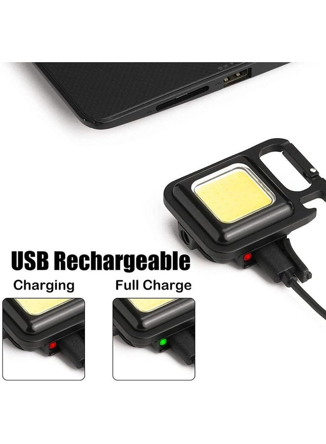 AWH مصباح العمل المحمول AWH Peidesi LED COB، عبوة 2، 500 لومن ساطع، مصابيح فلاش قابلة لإعادة الشحن لحمل المفاتيح للتخييم الخارجي، ضوء صغير مع حامل قابل للطي، فتاحة زجاجات وقاعدة مغناطيسية، للطوارئ - Image 2