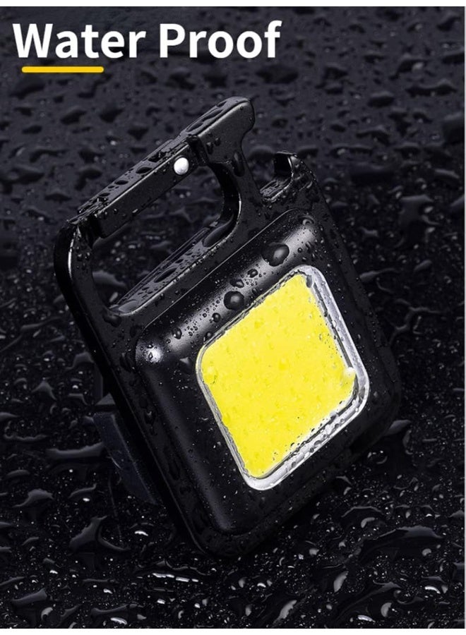 AWH مصباح العمل المحمول AWH Peidesi LED COB، عبوة 2، 500 لومن ساطع، مصابيح فلاش قابلة لإعادة الشحن لحمل المفاتيح للتخييم الخارجي، ضوء صغير مع حامل قابل للطي، فتاحة زجاجات وقاعدة مغناطيسية، للطوارئ - Image 4
