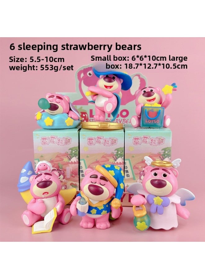 In Stock And Fast Delivery Strawberry Bear Hand-made Blind Box Sleeping Series Butt Butt Bear Doll Trendy Play Gashapon Girl Heart Ornaments 