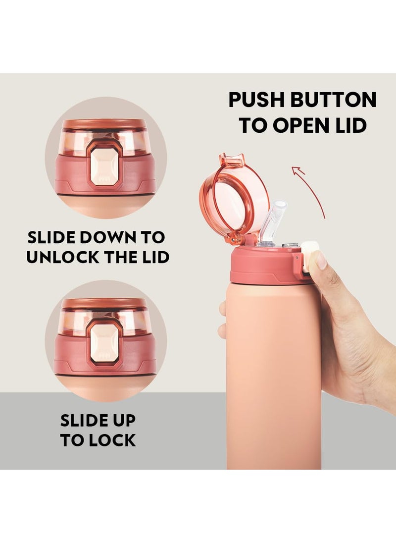 BOROSIL Borosil Aquasport 600 ml Stainless Steel Insulated Water Bottle | Double Wall Vaccum Insulated, Flask | 10 Hours Hot & Cold | Bottle for Office, Gym, School | 1 Year Warranty, Peach  - Image 5