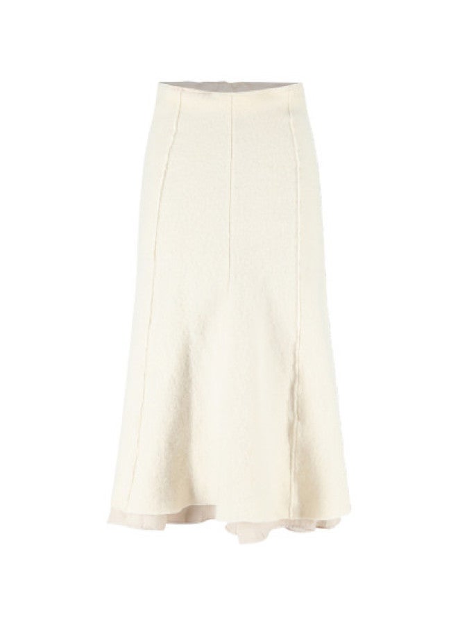 Zara elegant Flared Midi Skirt With Waistband - Soft Fleece Texture For A Slimming A-line Silhouette - Image 1
