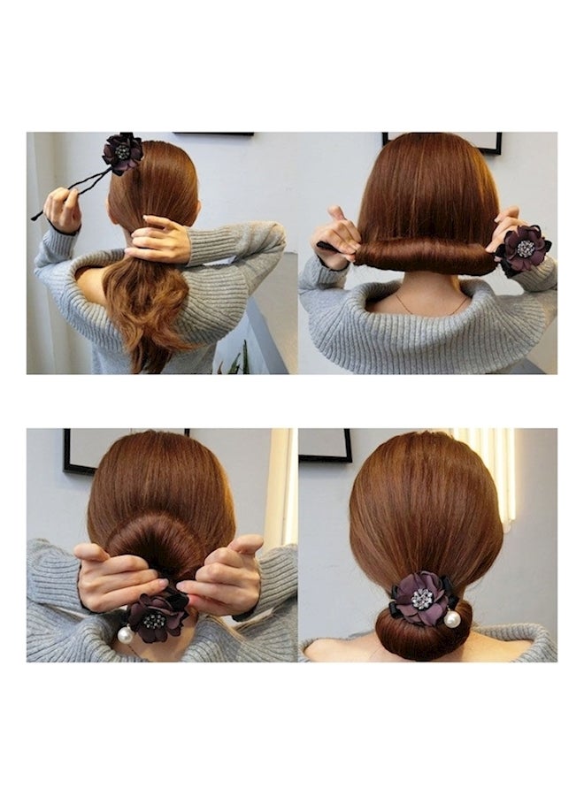 Loquat Flower Tie Hairpin Black/Beige/Clear - Image 4