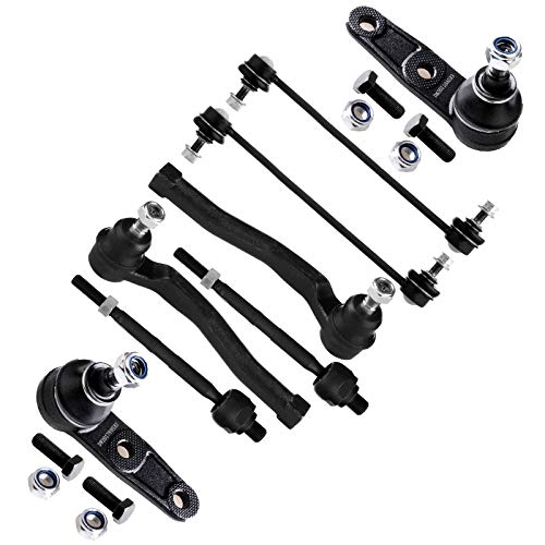 SCITOO طقم تعليق 8 قطع يناسب 2004-2010 لشيفروليه أفيو 2006-2009 لشيفروليه أفيو5 2009-2010 لبونتياك G3 لبونتياك ويف لسوزوكي سويفت+ قضيب توصيل داخلي وخارجي أمامي مفصل كروي سفلي وصلة قضيب التوازن - Image 1