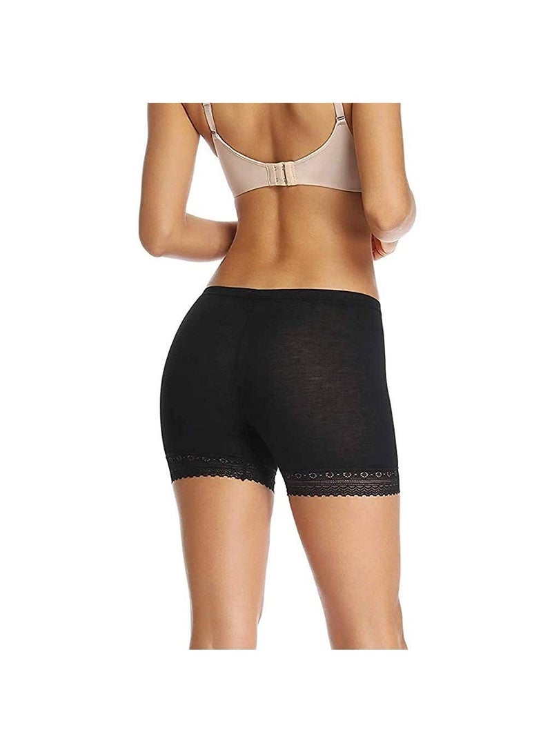 Glamroot Women's/Girl's Cotton Lycra Shorts with Lace Trim Cycling Shorts/Safety Shorts/Under Skirt Shorts/Night Shorts, Black/Beige/Grey, Pack Of 3 - Image 3