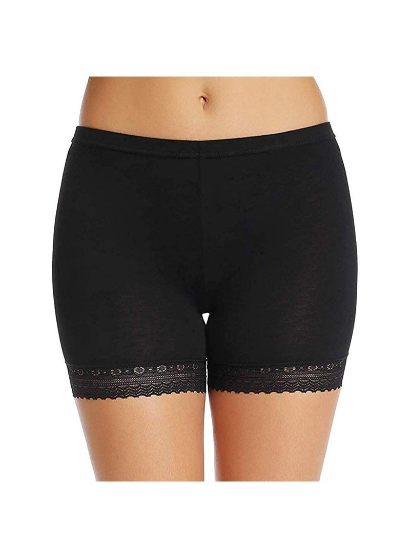 Glamroot Women's/Girl's Cotton Lycra Shorts with Lace Trim Cycling Shorts/Safety Shorts/Under Skirt Shorts/Night Shorts, Black/Beige/Grey, Pack Of 3 - Image 2