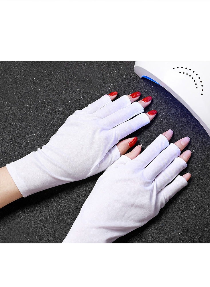 UV Glove For Nail Lamp Gel Manicures Glove Half Finger Stretchy Gloves For Girls Protect Hands - Image 3