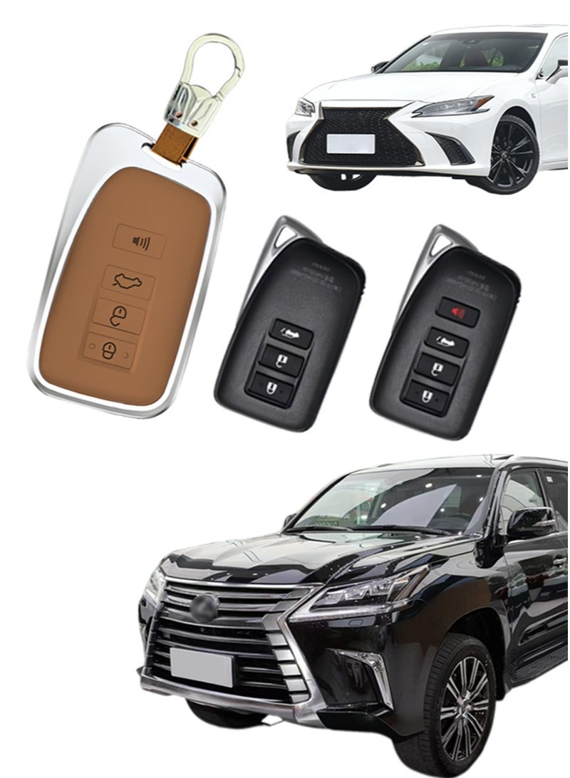 Car key cover, suitable for Lexus, perfectly wraps car keys, high-end, drop-resistant, material: first layer cowhide and aluminum alloy. - Image 1