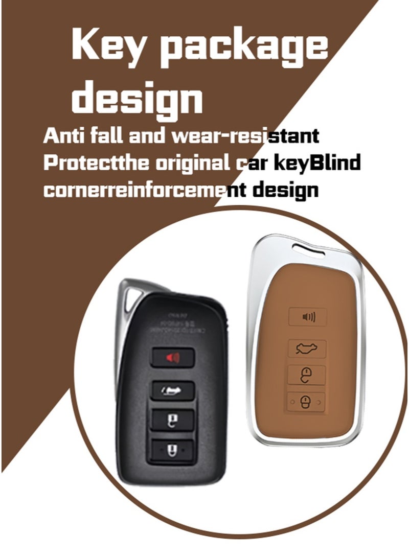 Car key cover, suitable for Lexus, perfectly wraps car keys, high-end, drop-resistant, material: first layer cowhide and aluminum alloy. - Image 2