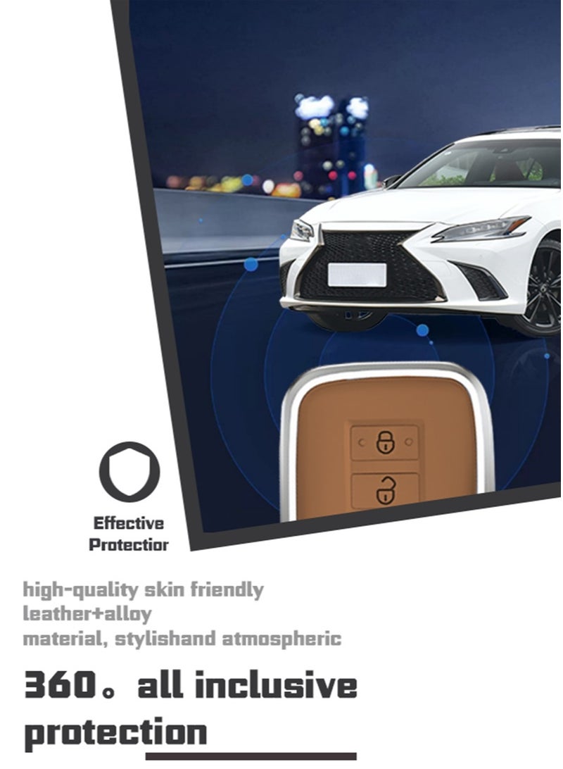 Car key cover, suitable for Lexus, perfectly wraps car keys, high-end, drop-resistant, material: first layer cowhide and aluminum alloy. - Image 3