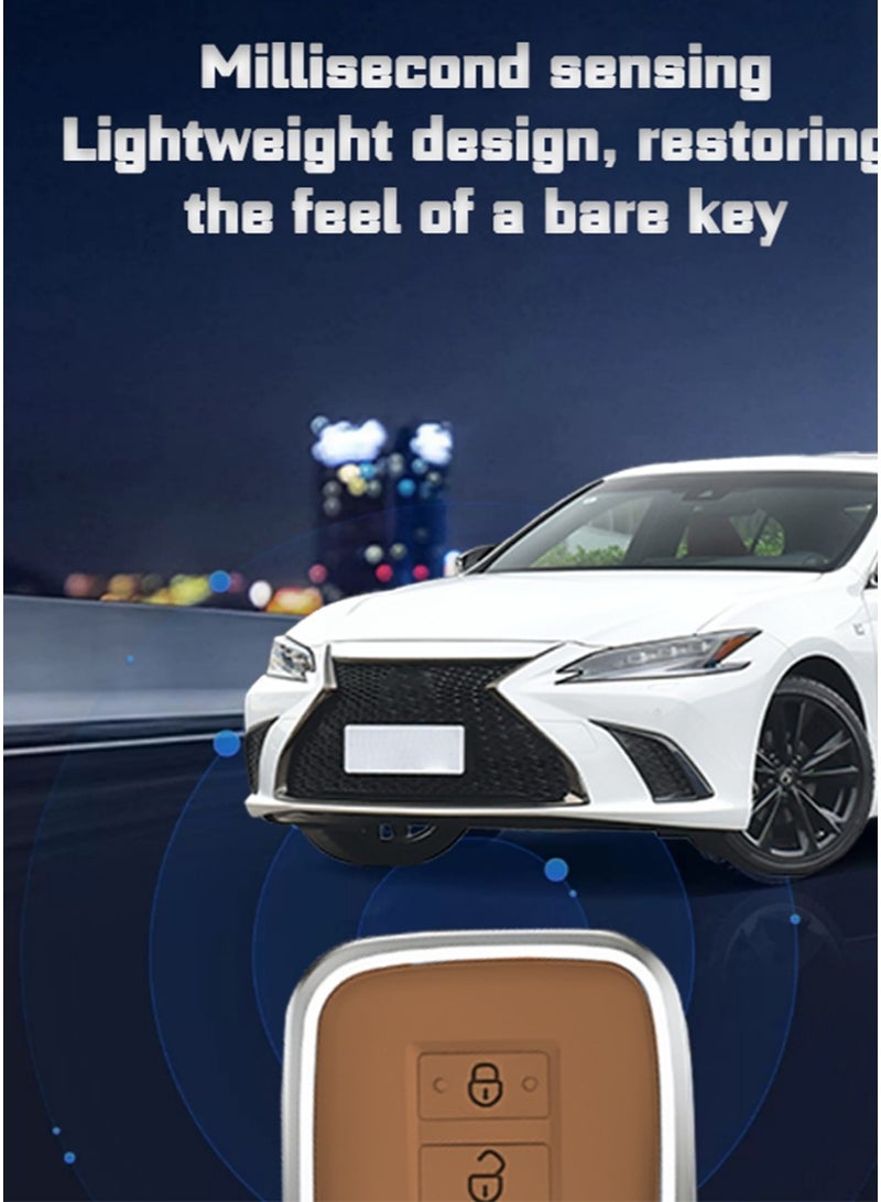 Car key cover, suitable for Lexus, perfectly wraps car keys, high-end, drop-resistant, material: first layer cowhide and aluminum alloy. - Image 4