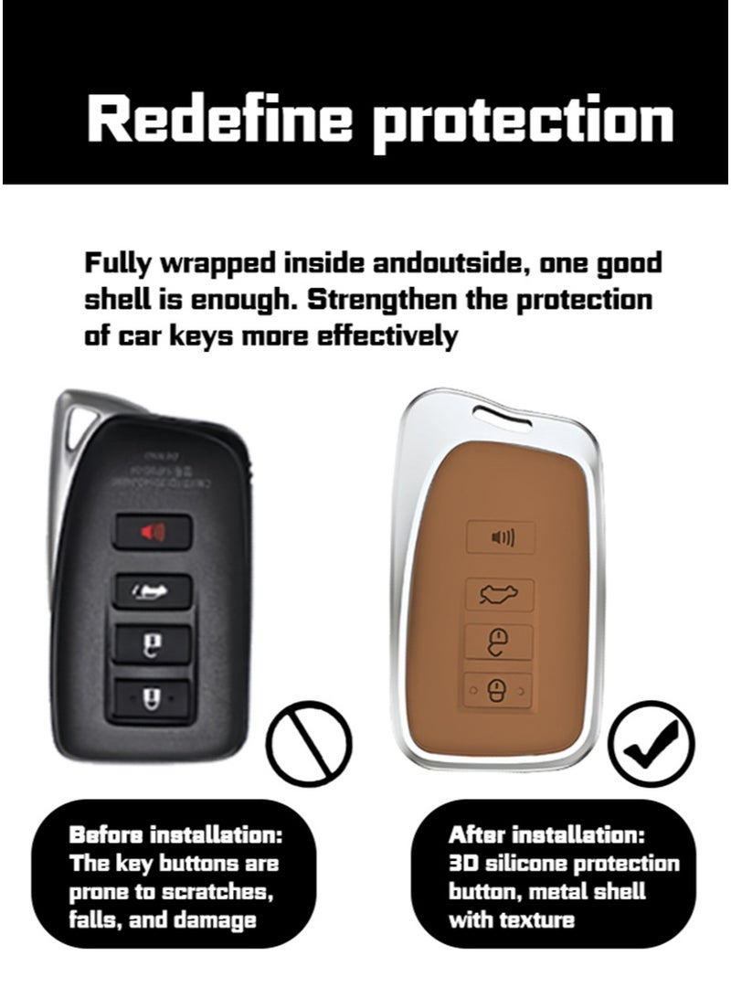 Car key cover, suitable for Lexus, perfectly wraps car keys, high-end, drop-resistant, material: first layer cowhide and aluminum alloy. - Image 5
