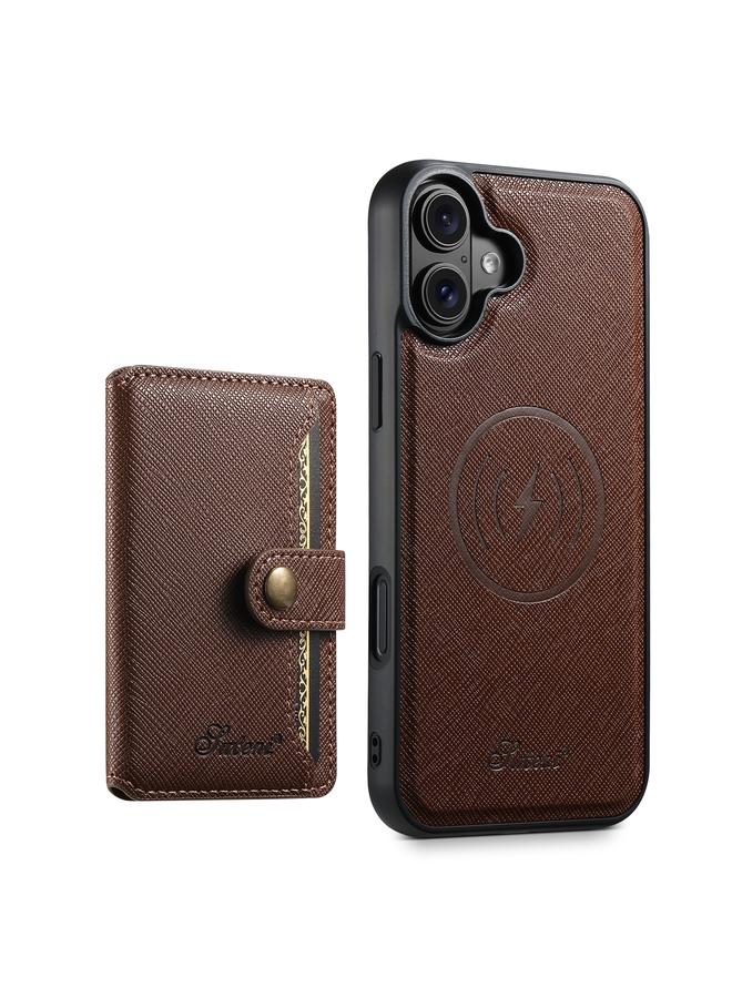 Suteni Case For iPhone 16 Plus H20 Cross-Grain MagSafe Horizontal Card Bag Back Phone Case - Image 1