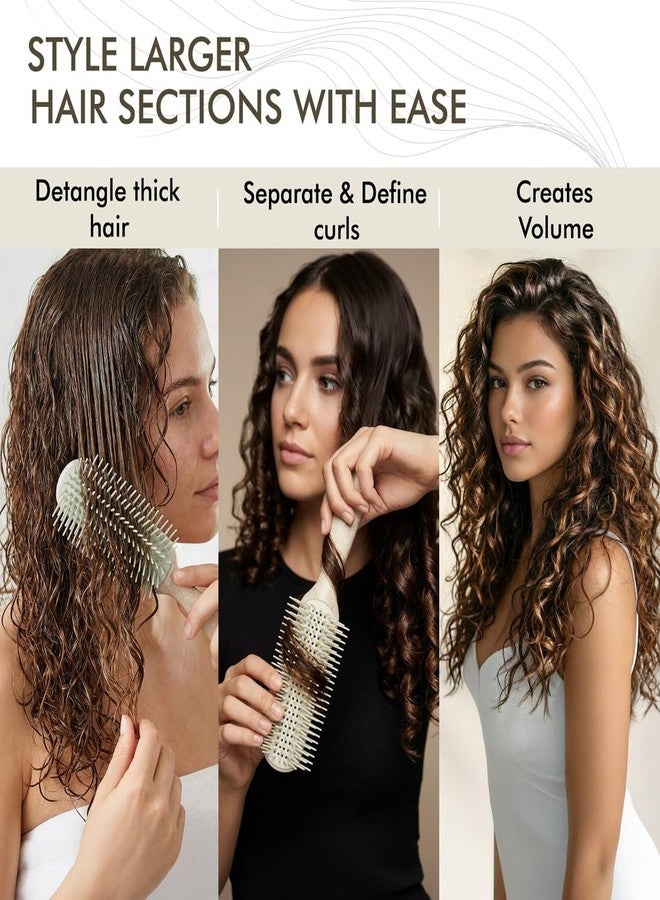 Ikonic Me Curly Hair Brush IKM-3019 Eco Conscious, Evenly Spaced Bristles for Tangle Free Styling, Curls with Smooth Finish, for Wavy & Textured Hair, Lightweight & Travel Friendly - Sand Beige - Image 4