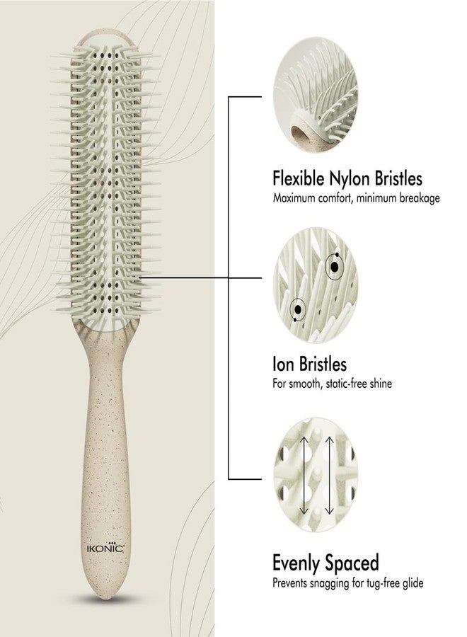 Ikonic Me Curly Hair Brush IKM-3019 Eco Conscious, Evenly Spaced Bristles for Tangle Free Styling, Curls with Smooth Finish, for Wavy & Textured Hair, Lightweight & Travel Friendly - Sand Beige - Image 5