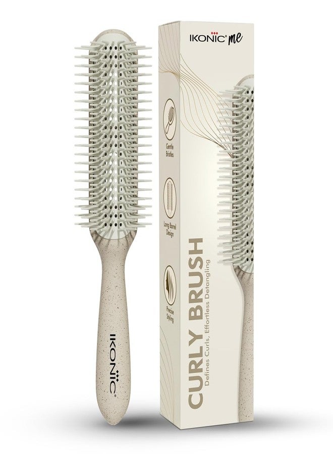 Ikonic Me Curly Hair Brush IKM-3019 Eco Conscious, Evenly Spaced Bristles for Tangle Free Styling, Curls with Smooth Finish, for Wavy & Textured Hair, Lightweight & Travel Friendly - Sand Beige - Image 1