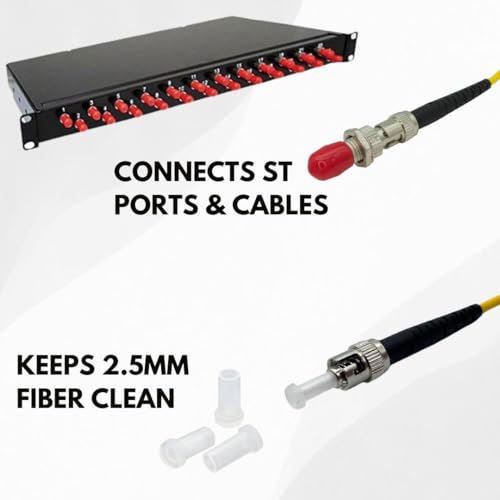 Fibershack - Fiber Optic ST Coupler & Dust Cap Kit for 2.5mm Cables. 20x ST Couplers for STUPC Patch Cords & 100x 2.5mm Clear SC Fiber Optic Dust Caps - Image 4