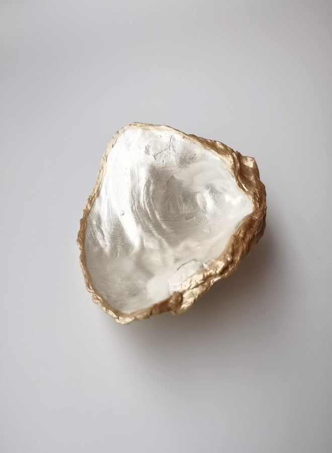 LFaize Oyster Shell Decor, Ring Dish, Bridal Gift, Jewelry Holder, Bridal Shower Favors, Engagement Present,Small Trinket Dish (PearlGold) - Image 1