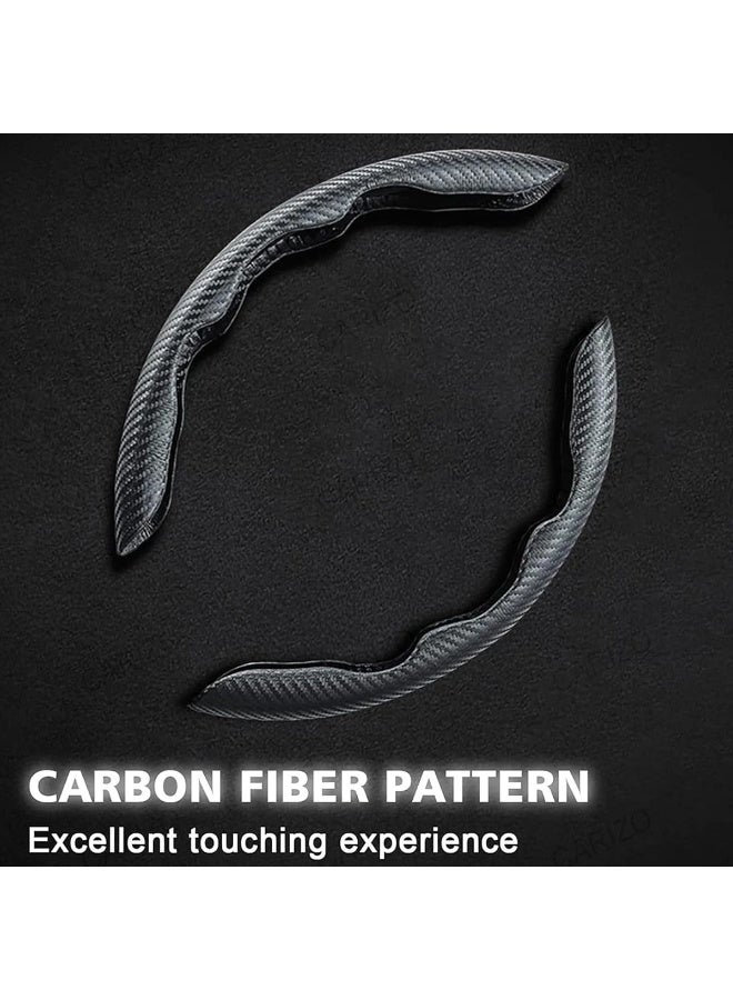 Universal Carbon Fiber Pattern Steering Wheel Cover Grip Pads HL-P65 Anti-Slip, Quick Installation, Comfortable Handle, Safe Driving Accessory for Cars, SUVs, Trucks, Compatible with Round & D-Shaped Steering Wheels - Image 3