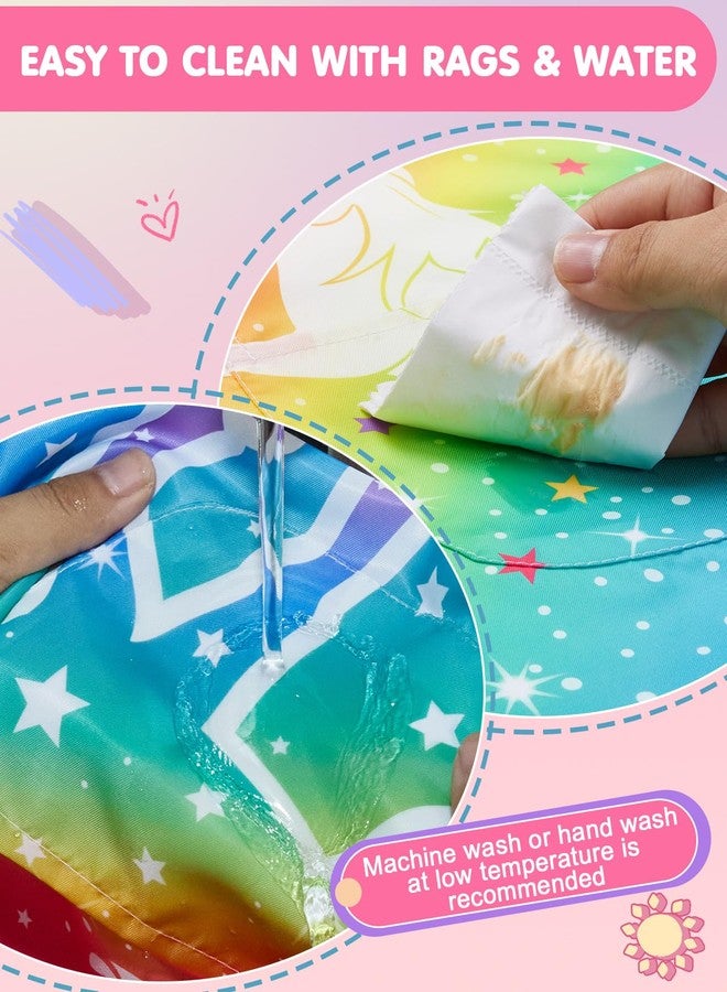 Lictin 2 Pack Kids Apron for Girls Boys Aprons for Cooking, Waterproof Art Apron with Pockets for Kids Painting Cooking Baking (4-12 Years), Red Unicorn - Image 3