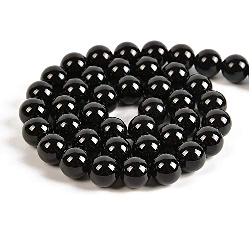 Nancybeads 45pcs 8mm Natural Black Onyx Gemstone Round Spacer Loose Stone Beads for Jewelry Making 15.5" 1 Strand (Black Onyx, 8mm 45Beads) - Image 2