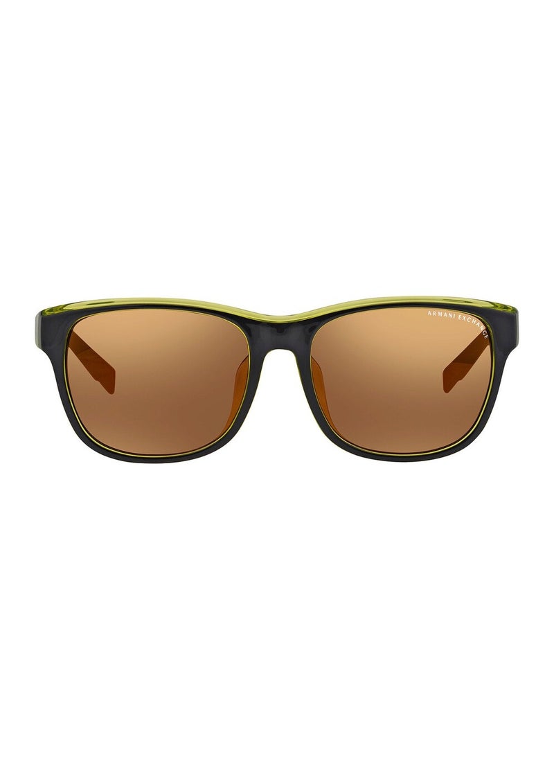 Armani Exchange - Armani Exchange Rectangular Sunglasses, Darck Green and Brown/Copper-colored Lenses AX4036F 814373 Lens Size: 57mm - Image 1