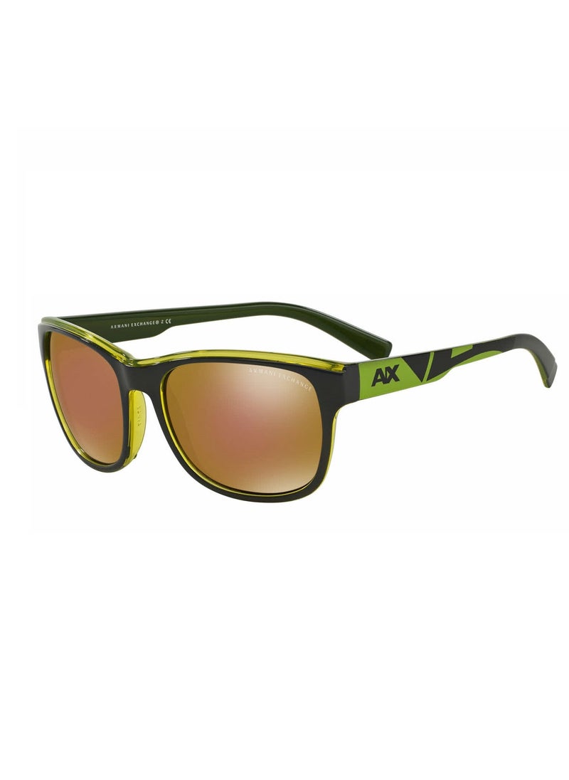 Armani Exchange - Armani Exchange Rectangular Sunglasses, Darck Green and Brown/Copper-colored Lenses AX4036F 814373 Lens Size: 57mm - Image 1