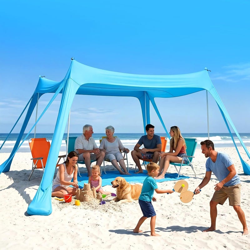 Purebox Beach Tent Sun Shelter - 10x10FT Canopy with UPF50+ Protection - Image 1