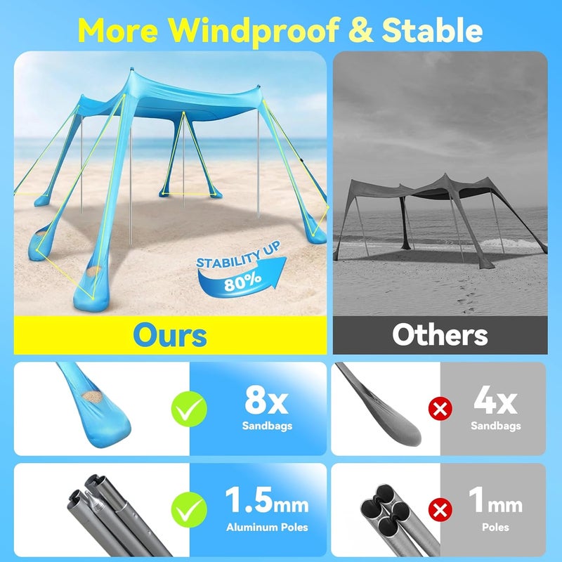 Purebox Beach Tent Sun Shelter - 10x10FT Canopy with UPF50+ Protection - Image 3