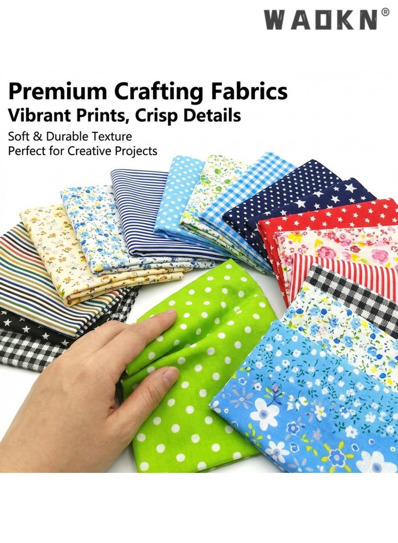 WAOKN 42Pcs Multicolor 25x25cm Cotton Fabric Squares, 100% Cotton Floral & Plant Print Pre-Cut Multi-Color Design Printed Floral Craft Fabric, DIY Quilting Patchwork Cloth for Sewing, Scrapbooking, Crafts, Spring Summer Style, 84x57 Yarn Count, 160x120 Density - Image 2