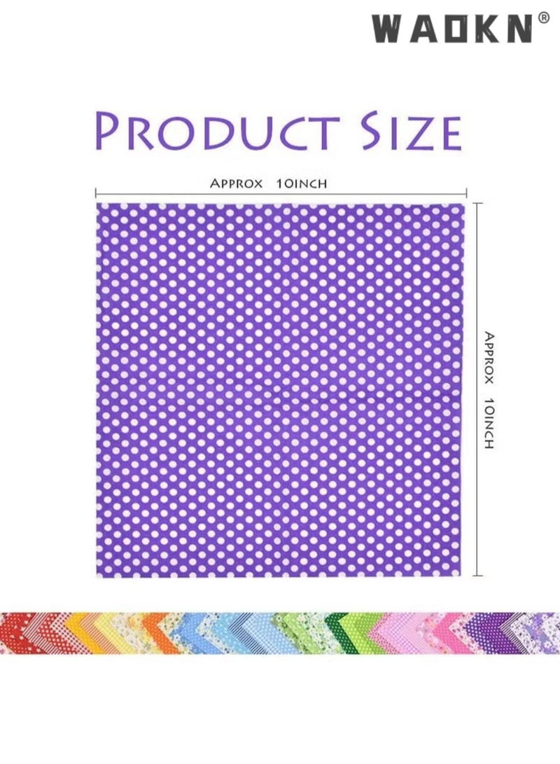 WAOKN 42Pcs Multicolor 25x25cm Cotton Fabric Squares, 100% Cotton Floral & Plant Print Pre-Cut Multi-Color Design Printed Floral Craft Fabric, DIY Quilting Patchwork Cloth for Sewing, Scrapbooking, Crafts, Spring Summer Style, 84x57 Yarn Count, 160x120 Density - Image 3