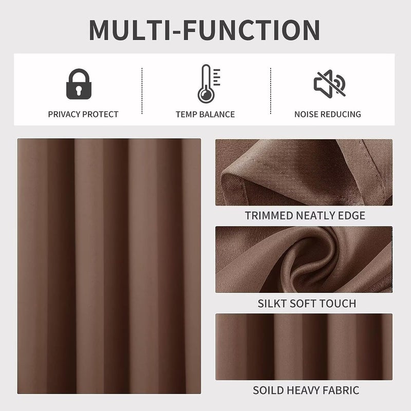 Joydeco Blackout Curtains 84 Inch Length 2 Panels Set, Thermal Insulated Long Curtains& Drapes 2 Burg, Room Darkening Grommet Drapes for Living Room Bedroom Window (W52 x L84 Inch, Brown) - Image 4