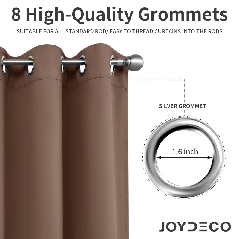 Joydeco Blackout Curtains 84 Inch Length 2 Panels Set, Thermal Insulated Long Curtains& Drapes 2 Burg, Room Darkening Grommet Drapes for Living Room Bedroom Window (W52 x L84 Inch, Brown) - Image 5