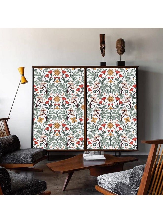 HAOKHOME 933161 Floral Peel And Stick Wallpaper Boho Removable Wall Paper White/Green/Red Vinyl Stick On Wall Mural Decor 17.7In X 9.8Ft  - Image 5