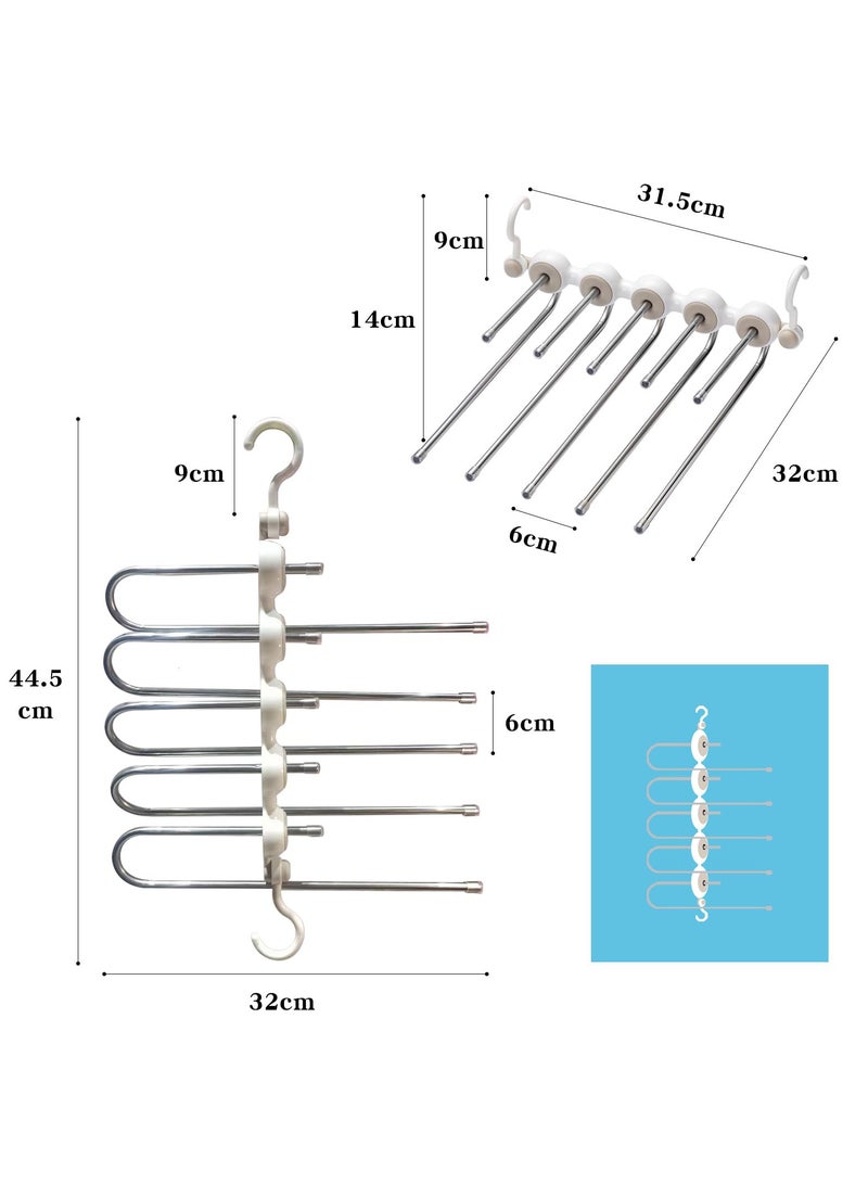 SYOSI Pants Hangers Space Saving, 2 Pack of Foldable Hangers PP Stainless Steel Jean Hangers for Closet Organization, Trouser Holder, Pant Organizer Hanger for Closet Space Saver  - Image 4
