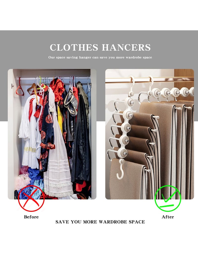 SYOSI Pants Hangers Space Saving, 2 Pack of Foldable Hangers PP Stainless Steel Jean Hangers for Closet Organization, Trouser Holder, Pant Organizer Hanger for Closet Space Saver  - Image 5