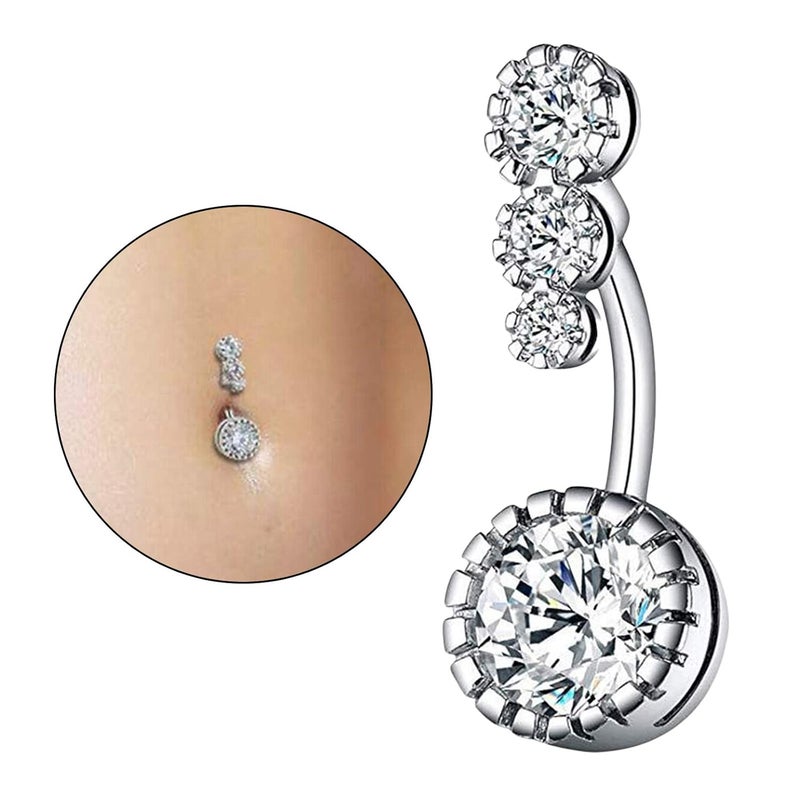 HEAVY DRIVER ® Lady Navel Belly Button Rings Bar Crystal Drop Dangle Body Piercing Jewelry - Image 3