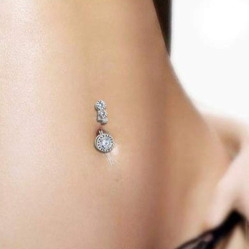 HEAVY DRIVER ® Lady Navel Belly Button Rings Bar Crystal Drop Dangle Body Piercing Jewelry - Image 5