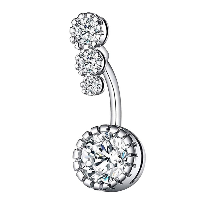 HEAVY DRIVER ® Lady Navel Belly Button Rings Bar Crystal Drop Dangle Body Piercing Jewelry - Image 1