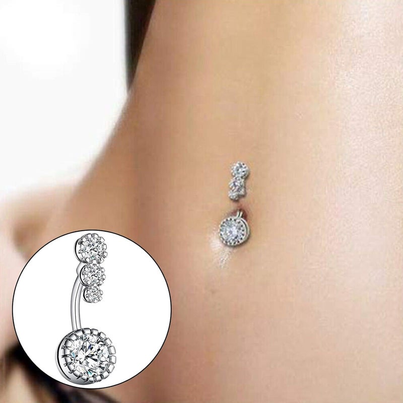 HEAVY DRIVER ® Lady Navel Belly Button Rings Bar Crystal Drop Dangle Body Piercing Jewelry - Image 2