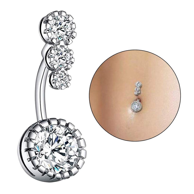 HEAVY DRIVER ® Lady Navel Belly Button Rings Bar Crystal Drop Dangle Body Piercing Jewelry - Image 4